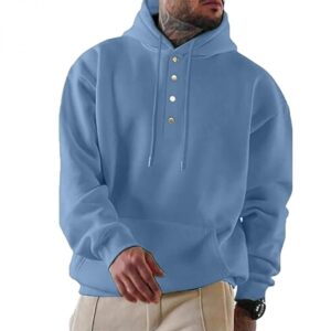 Blue Henley Pullover Hoodie